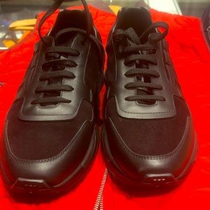 Salvatore ferragamao suede black sneakers size 8.5 in US slightly worn like new